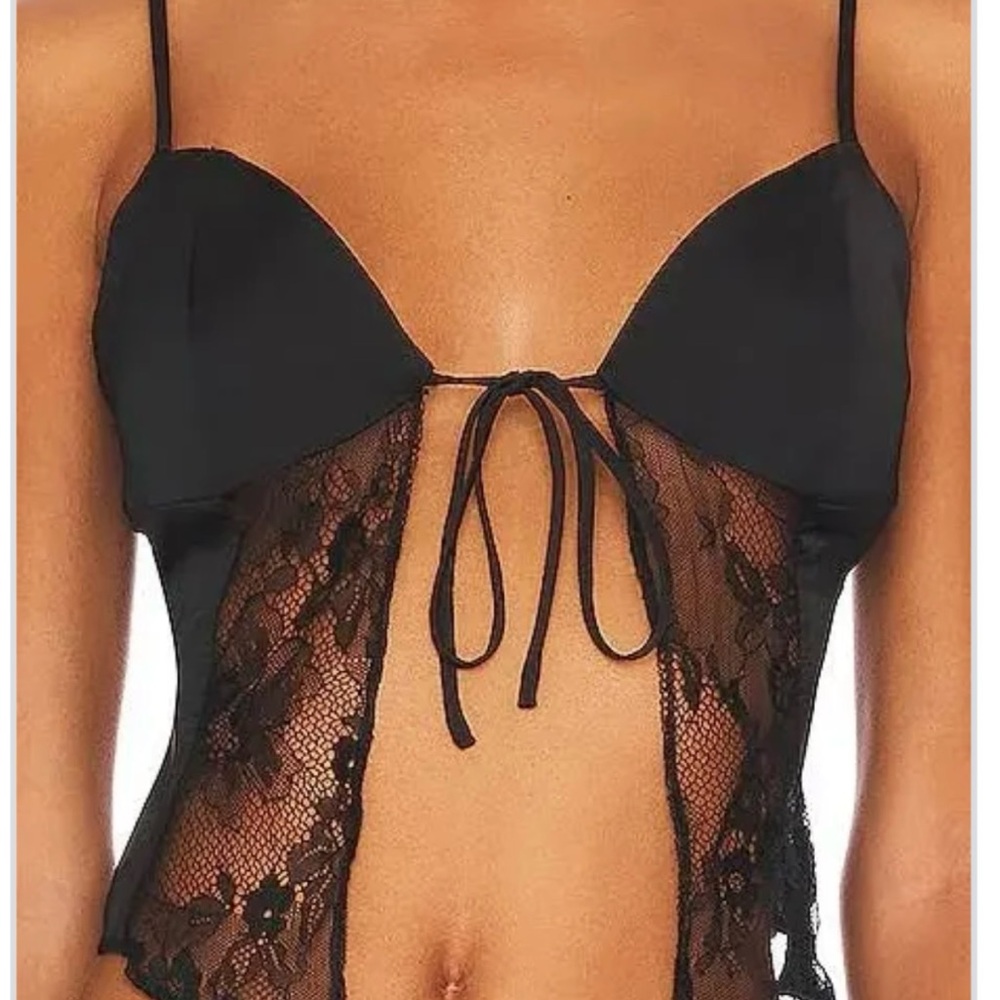 Danielle Guizio Black Lace Crop Top